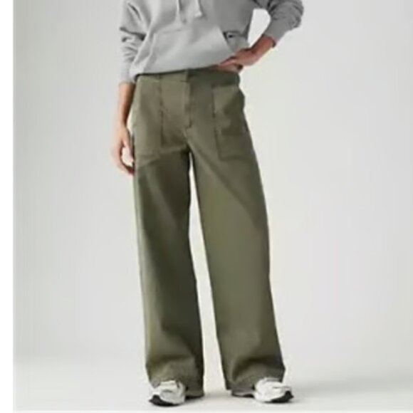 LEVI'S LEVIS SURPLUS STRAIGHT MILITARY OLIVE GREEN SLOUCHY CARGO PANT NWT $98 29 - Picture 3 of 11